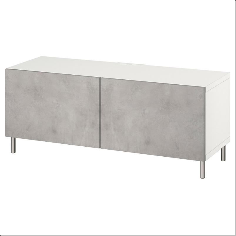 BESTA ベストー テレビ台 扉付き - ホワイト/カルヴィーケン/オサルプ ライトグレー 120x42x48cm