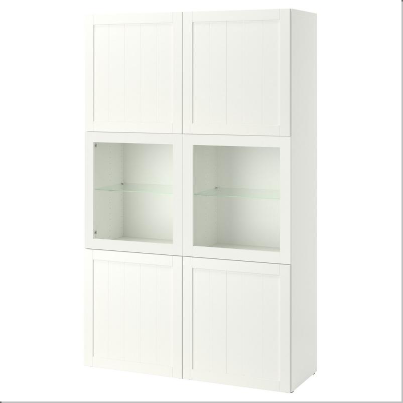 BESTA ベストー 収納コンビネーション ガラス扉付き - ホワイト/ピープマカレ ホワイト 120x42x193cm