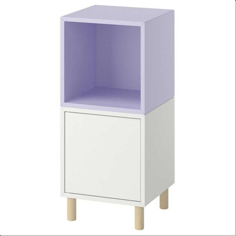 EKET エーケト キャビネットコンビネーション 脚付き - ホワイト ペールライラック/木製 35x35x80cm