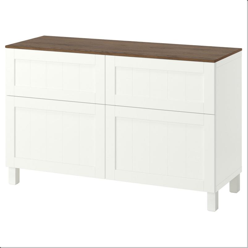 BESTA ベストー 収納コンビネーション 扉/引き出し付き - ホワイト/ピープマカレ ホワイト 120x42x75cm