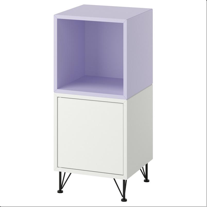 EKET エーケト キャビネットコンビネーション 脚付き - ホワイト ペールライラック/メタル ブラック 35x35x80cm
