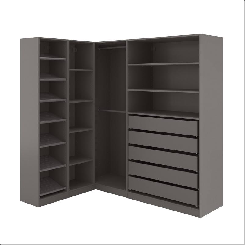 PAX パックス コーナーワードローブ - ダークグレー 161/188x201 cm