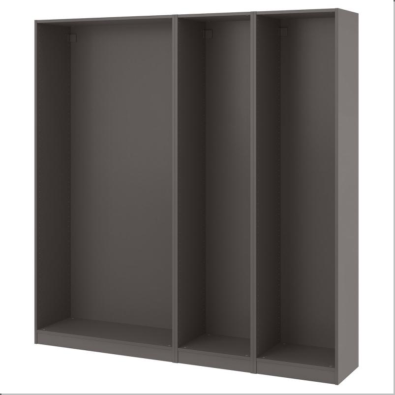 PAX パックス ワードローブフレーム3個セット - ダークグレー 200x35x201 cm