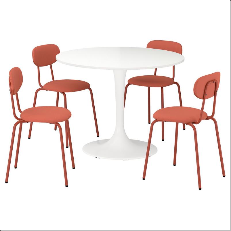 DOCKSTA ドクスタ / SANDSBERG サンドスベリ テーブル&チェア4脚 - ホワイト/レマルン レッドブラウン 103 cm