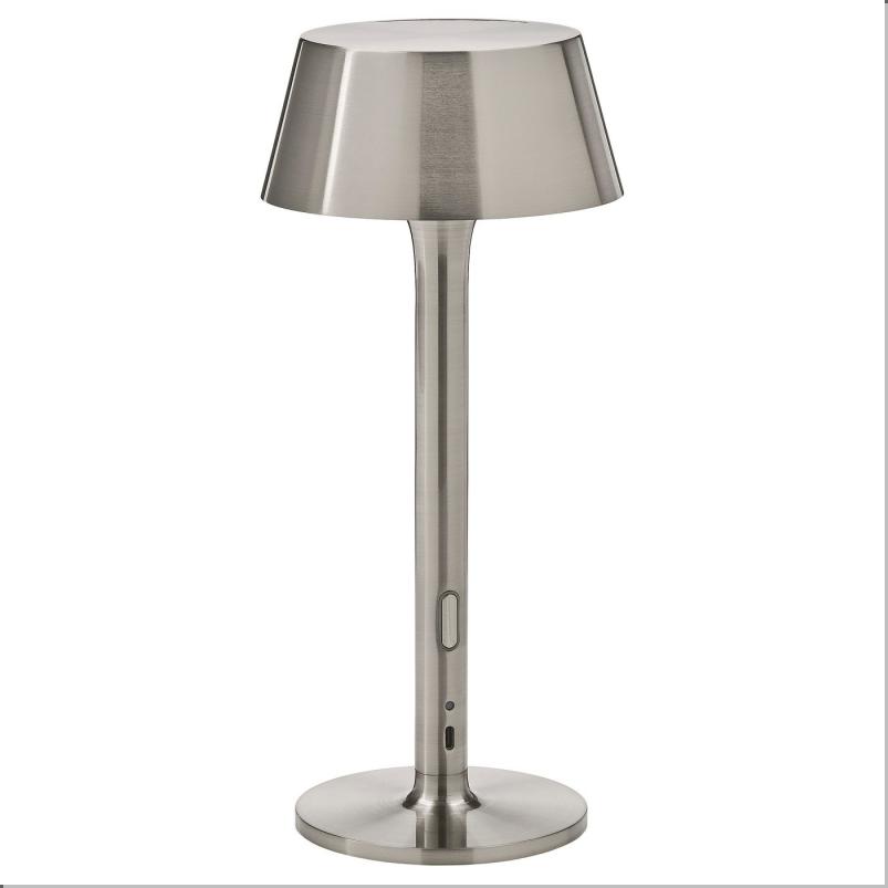 AVHALL アヴホール LEDポータブルランプ - 電池式 調光可能/ニッケルメッキ 屋外用 29cm