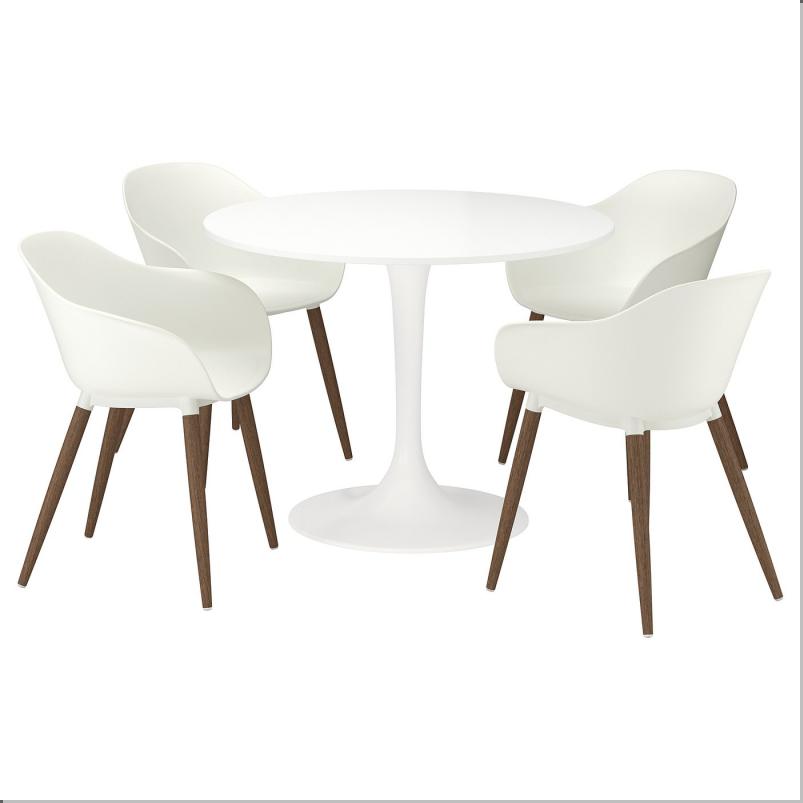 DOCKSTA ドクスタ / GRÖNSTA グローンスタ テーブル&アームレスト付きチェア 4脚 - ホワイト/ホワイト 103 cm