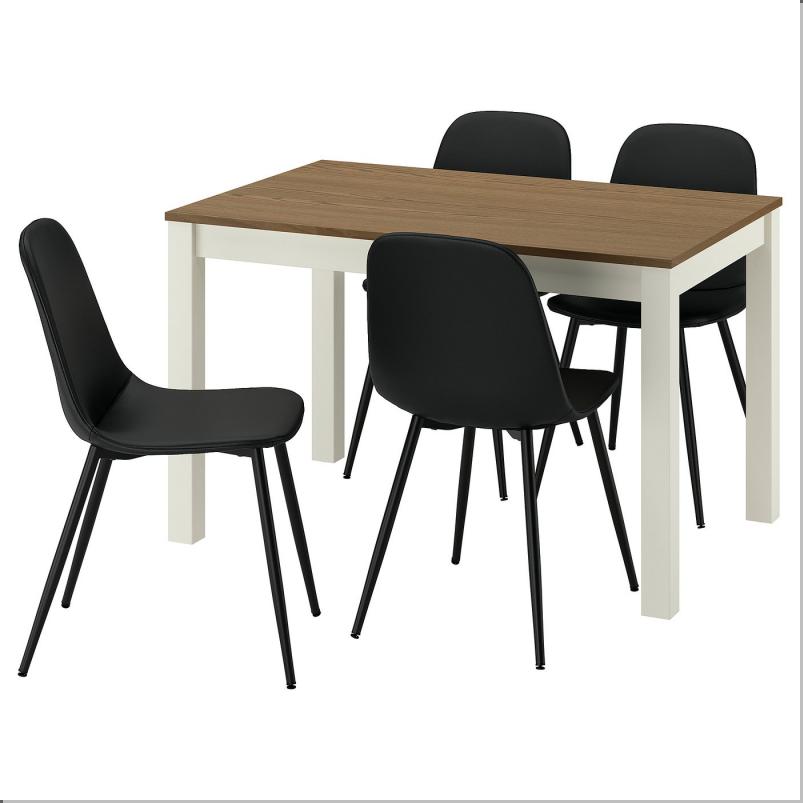 ÅLHULT オールフルト / NORDMANSSKÄR ノルドマンスシェール テーブル&チェア4脚 - ベージュ/ブラウン/ボームスタード ブラック ブラック 120x80 cm